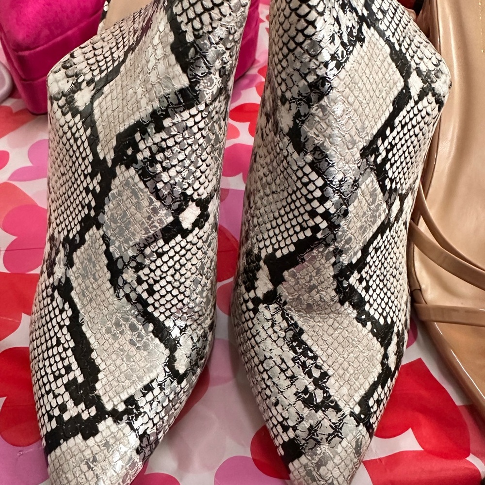 Aldo Black and White Snakeskin Ankle Booties